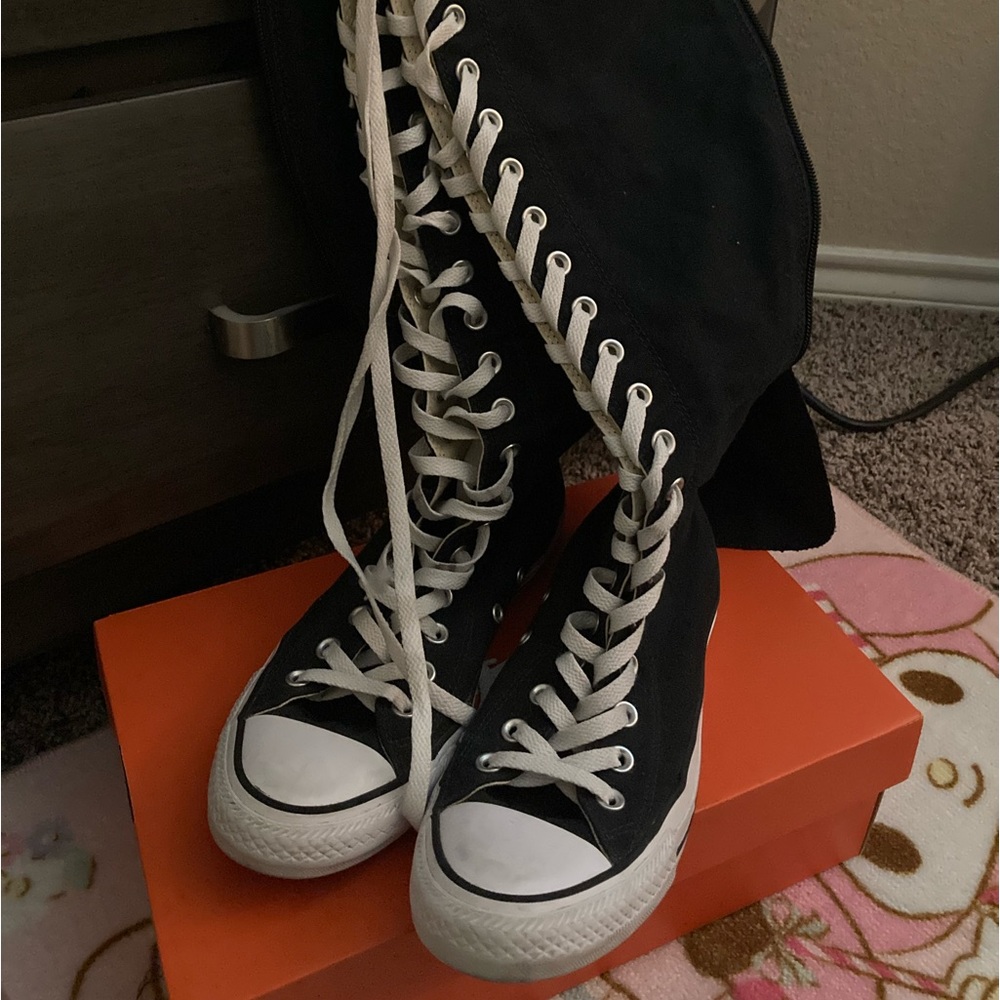 Black Knee High Converse